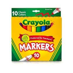 Image for Crayola Markers, Broad Line, Assorted Classic Colors, Set of 10 from School Specialty