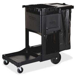 Image for Rubbermaid Executive Janitor Cleaning Cart, 21-3/4 X 46 X 38 in, 25 gal, Aluminum/Plastic, Black from School Specialty