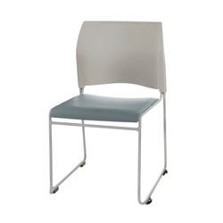 Image for National Public Seating Cafetorium Stack Chair, Plush Vinyl Blue/Gray Seat, Plastic Gray Back, Silver Frame from School Specialty