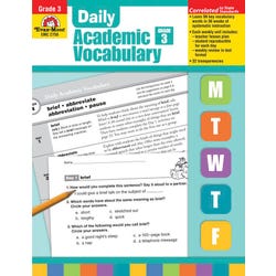 Image for Evan-Moor Daily Academic Vocabulary, Grade 3, Teachers Edition from School Specialty