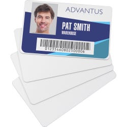 Image for Advantus ID Cards, Laminated PVC, 2-/18 x 3-3/8 Inches, Pack of 100, White from School Specialty