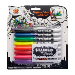 Image for Sharpie Permanent Fabric Markers, Brush Tip, Assorted Colors, Set of 8 from School Specialty