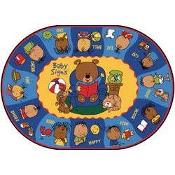 Image for Carpets for Kids Sign Say and Play Rug, 6 Feet 9 Inches x 9 Feet 5 Inches, Oval, Multicolored from School Specialty