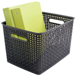 Image for Advantus Plastic Weave Bins, Large, Black, Pack of 2 from School Specialty