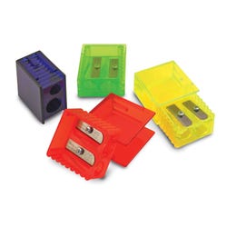 The Pencil Grip Inc Eisen 2-Hole Square Sharpener, Assorted Colors, Pack of 25, Item Number 2004154