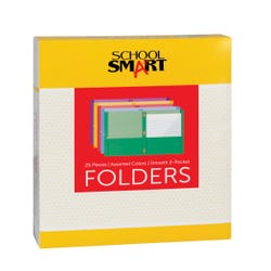Image for School Smart Smooth 2-Pocket Folder with Fasteners, Assorted Colors, Pack of 25 from School Specialty