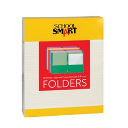 School Smart Smooth 2-Pocket Folder with Fasteners, Assorted Colors, Pack of 25 Item Number 067505