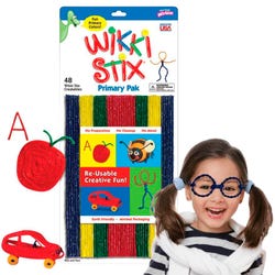 Image for Wikki Stix Wax Set, 8 Inches, Assorted Primary Colors, Set of 48 from School Specialty