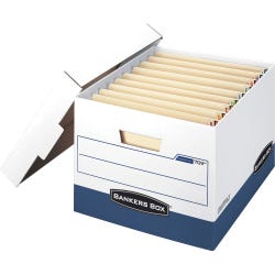 Image for Bankers Box File Storage for End Tab Files, Letter/Legal, White/Blue, Pack of 12 from School Specialty