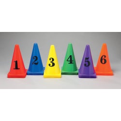 Image for FlagHouse Numbered Cones, 9 Inches, Assorted Colors, Set of 36 from School Specialty