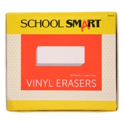 School Smart Vinyl Block Erasers, 2-1/2 x 7/8 x 1/2 Inches, White, Pack of 20 084810