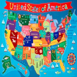 Image for Round World Kid's United States Laminated Wall Map from School Specialty