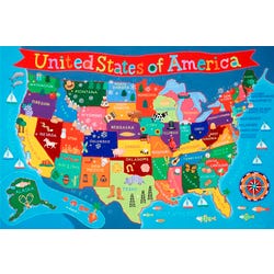Round World Kid's United States Laminated Wall Map 2131412