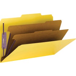 Image for Smead SafeSHIELD Pressboard Classification Folder, Letter Size, 2 Inch Expansion, 2 Dividers, Yellow, Pack of 10 from School Specialty