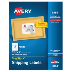 Image for Avery TrueBlock Shipping Labels, Inkjet, 3-1/3 x 4 Inches, White, Pack of 600 from School Specialty