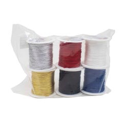 Image for Pepperell Braiding Jewelry Cord, 1.5 Millimeters x 25 Yards, Assorted Colors, Set of 6 from School Specialty