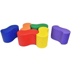 Image for Childcraft Wave Stool, 9 x 17-1/2 x 10 Inches, Primary Color, Set of 6 from School Specialty