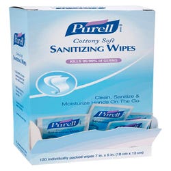 Image for Purell Cottony Soft Hand Sanitizing Wipes, Individually Wrapped, 120 Count, Case of 12 from School Specialty