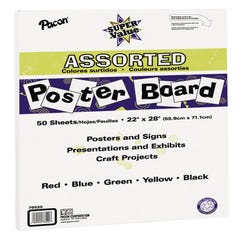 Image for Pacon Super Value Poster Board, 22 x 28 Inches, Assorted Colors, Pack of 50 from School Specialty