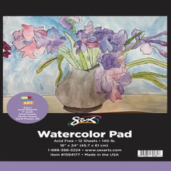 Image for Sax Watercolor Pad, 140 lb, 18 x 24 Inches, White, 12 Sheets from School Specialty