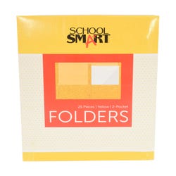 Image for School Smart 2-Pocket Folders with Fasteners, Yellow, Pack of 25 from School Specialty