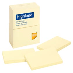 Image for Highland™ Notes, 3 in x 5 in, Yellow, 12 Pads/Pack from School Specialty