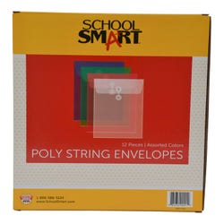 Image for School Smart Expanding Poly String Envelopes, Letter Size, Top Load, Assorted Colors, Pack of 12 from School Specialty