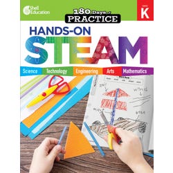 Shell Education Workbook 180 Days of Hands-On-Steam, Grade K, Item Number 2097284