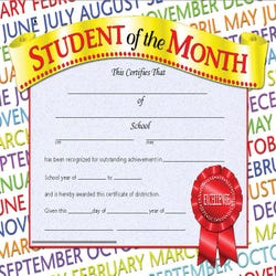 Image for Hayes Student of the Month Certificate, 11 x 8-1/2 Inches, Paper, Pack of 30, Months and Red Ribbon Design from School Specialty