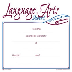 Image for Achieve It! Raised Print Language Arts Recognition Award, 11 x 8-1/2 inches, Pack of 25 from School Specialty