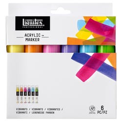 Liquitex Professional Wide Tip Paint Markers, Assorted Vibrant Colors, Set of 6 1540281