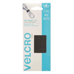 Image for VELCRO Brand ONE-WRAP Ties with Tab, 8 x 1/2 Inches, Black, Pack of 5 from School Specialty