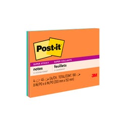 Image for Post-it Super Sticky Large Notes, 8 x 6 Inches, Energy Boost, Pack of 4 from School Specialty