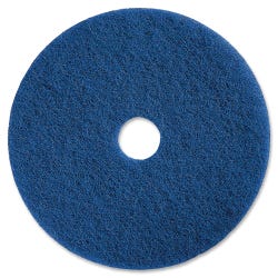 Image for Genuine Joe Medium-Duty Scrubbing Floor Pad, 20 in, Medium Duty, Blue, 5 Per Carton from School Specialty