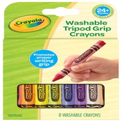 Image for Crayola Washable Tripod Grip Crayons, Assorted Colors, Set of 8 from School Specialty