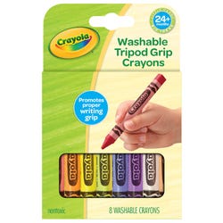 Image for Crayola Washable Tripod Grip Crayons, Assorted Colors, Set of 8 from School Specialty