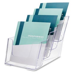 Image for Deflect-O 4-Tier Freestanding Leaflet Size Wall Mount Brochure Rack, 4-7/8 x 8 x 10 Inches, Plastic, Clear from School Specialty