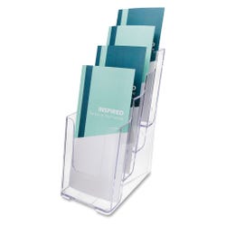 Image for Deflect-O 4-Tier Freestanding Leaflet Size Wall Mount Brochure Rack, 4-7/8 x 8 x 10 Inches, Plastic, Clear from School Specialty