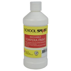 School Smart Washable Tempera Paint, White, 1 Pint Bottle Item Number 2002737