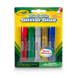 Image for Crayola Washable Glitter Glue, Bold Blazes, Assorted Colors, Set of 5 from School Specialty