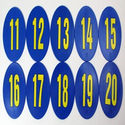 Image for Poly Enterprises Numbered 11 to 20 Spots, 9 Inches, Poly Molded Vinyl, Blue, Set of 10 from School Specialty