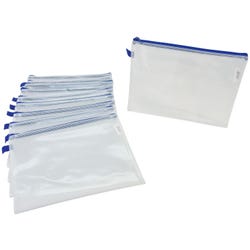 Sax Mesh Zippered Bags, 10 x 13 Inches, Clear with Blue Trim, Pack of 10 Item Number 2018757