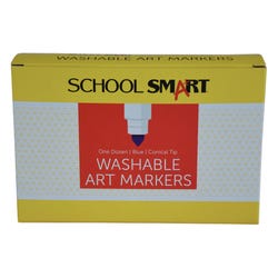 School Smart Washable Art Markers, Conical Tip, Blue, Pack of 12 Item Number 2002981