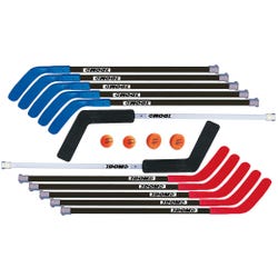 Image for DOM Pro Hockey Stick Set, Includes 10 Sticks, 2 Goalie Sticks, 2 SuperPucks and 2 Balls from School Specialty