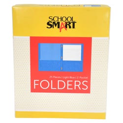 Image for School Smart 2-Pocket Folders with Fasteners, Light Blue, Pack of 25 from School Specialty