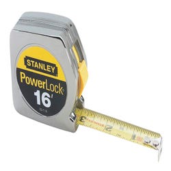 Image for Stanley Powerlock Polyester Coated Die-Cast Metal Case Tape Rule, 1 in W X 25 ft L, Yellow Case from School Specialty