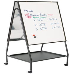 MooreCo Wheasel Mobile Easel, Melamine Markerboard, 28-3/4 x 27 x 59-1/2 to 65 Inches 661713