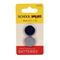 Image for School Smart CR2032 3 Volt Batteries, Pack of 2 from School Specialty