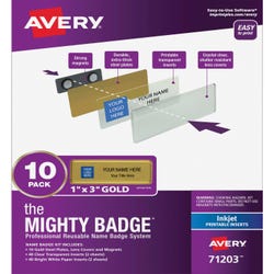 Image for Avery Mighty Badge System Inkjet Name Tags, Gold from School Specialty