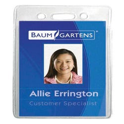 Image for Baumgartens Sicurix Vertical ID Badge Holder, 3-3/8 X 2-3/8 in, Vinyl, Clear, Pack of 12 from School Specialty